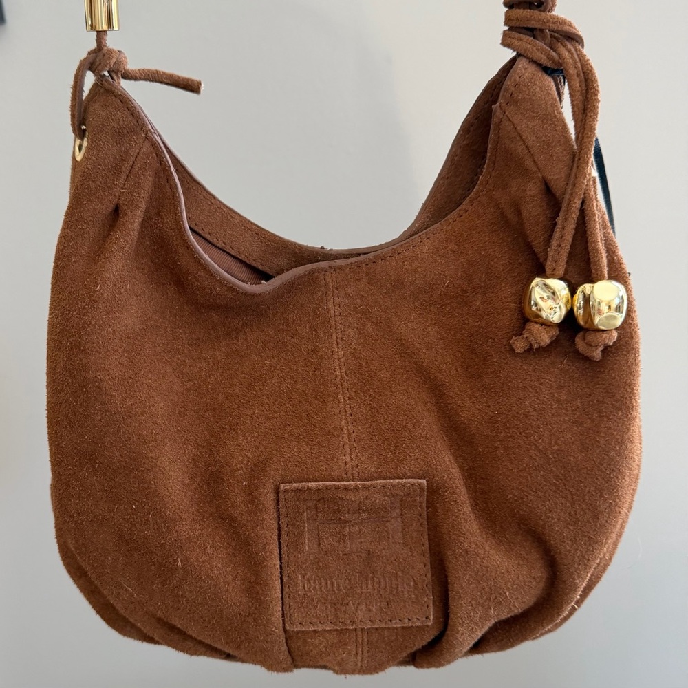 Haute Hippie Suede Hobo Bag with Gold Detail - Picture 4 of 15